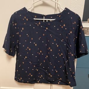 Bridge & Burn navy patterned blouse